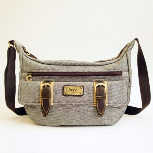 亞麻造型扣系列半月包