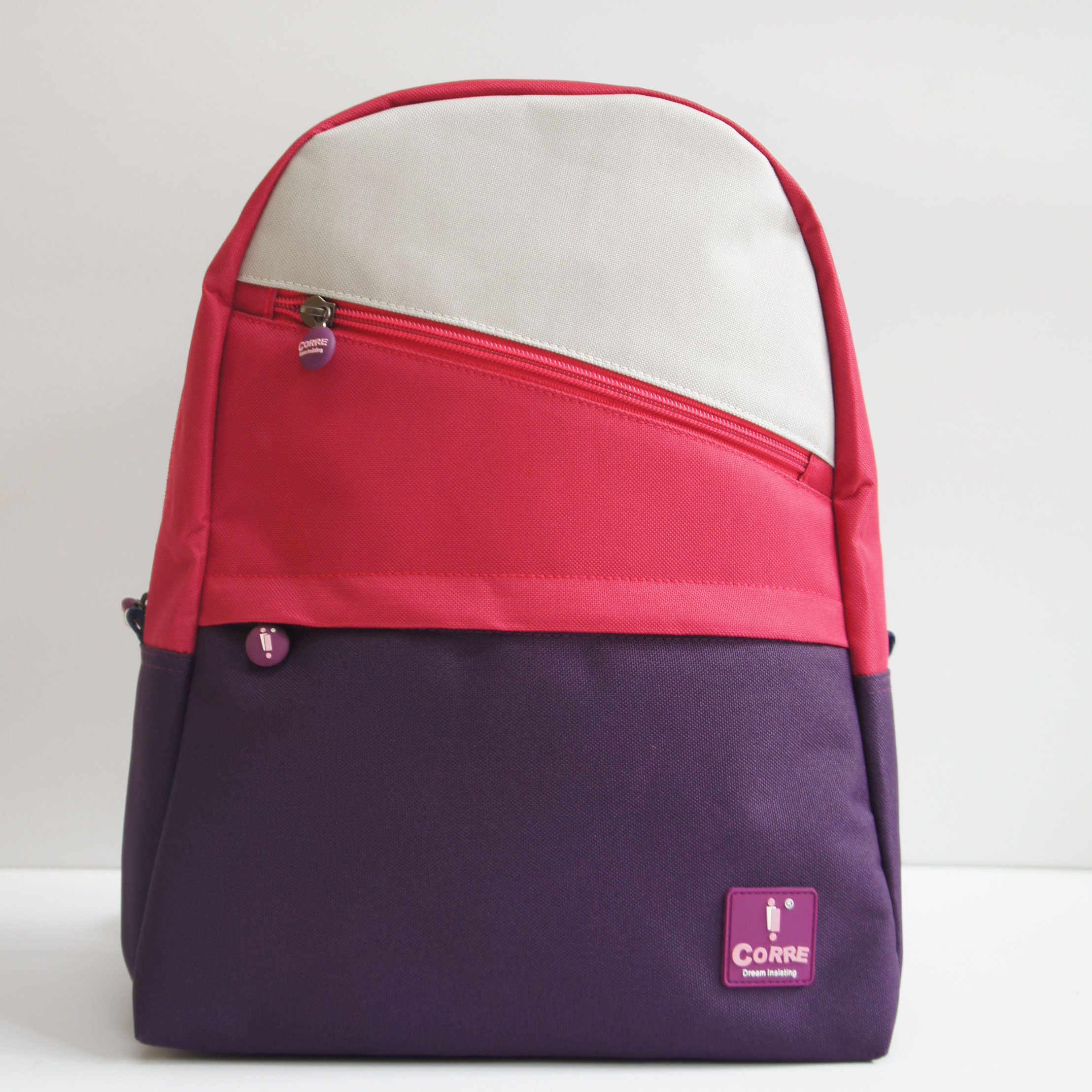 三色帆布後背包