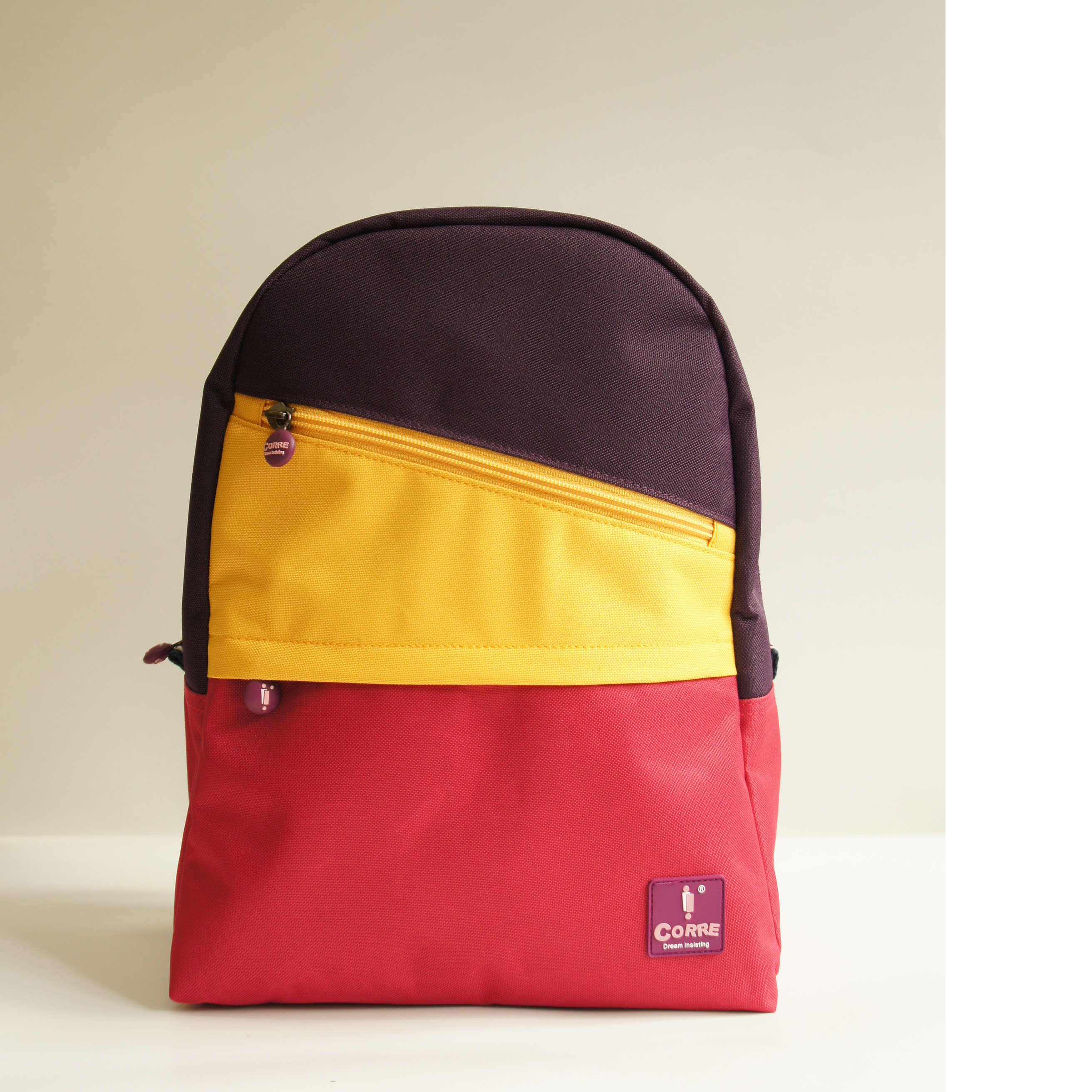 三色帆布後背包