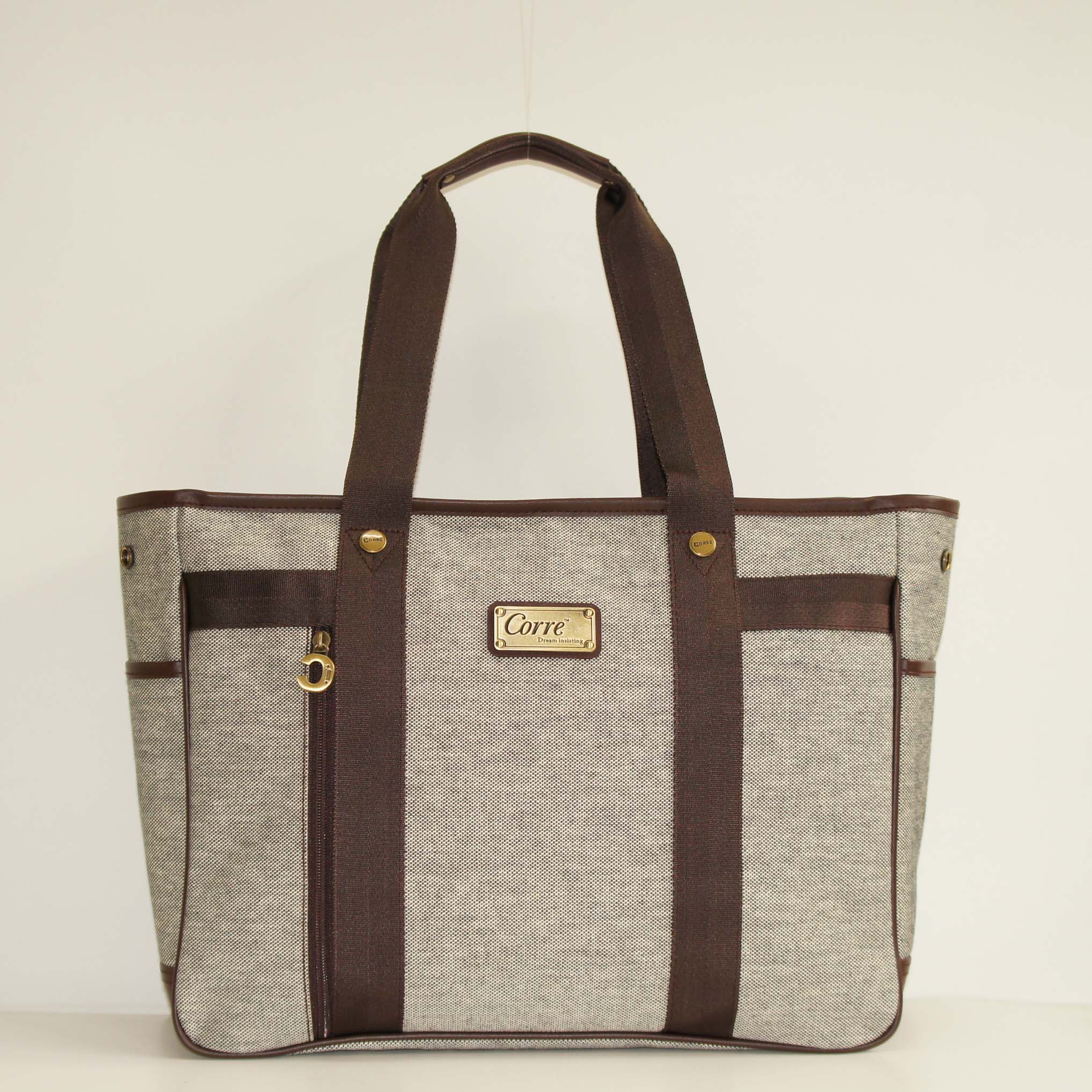 亞麻橫式男用托特包