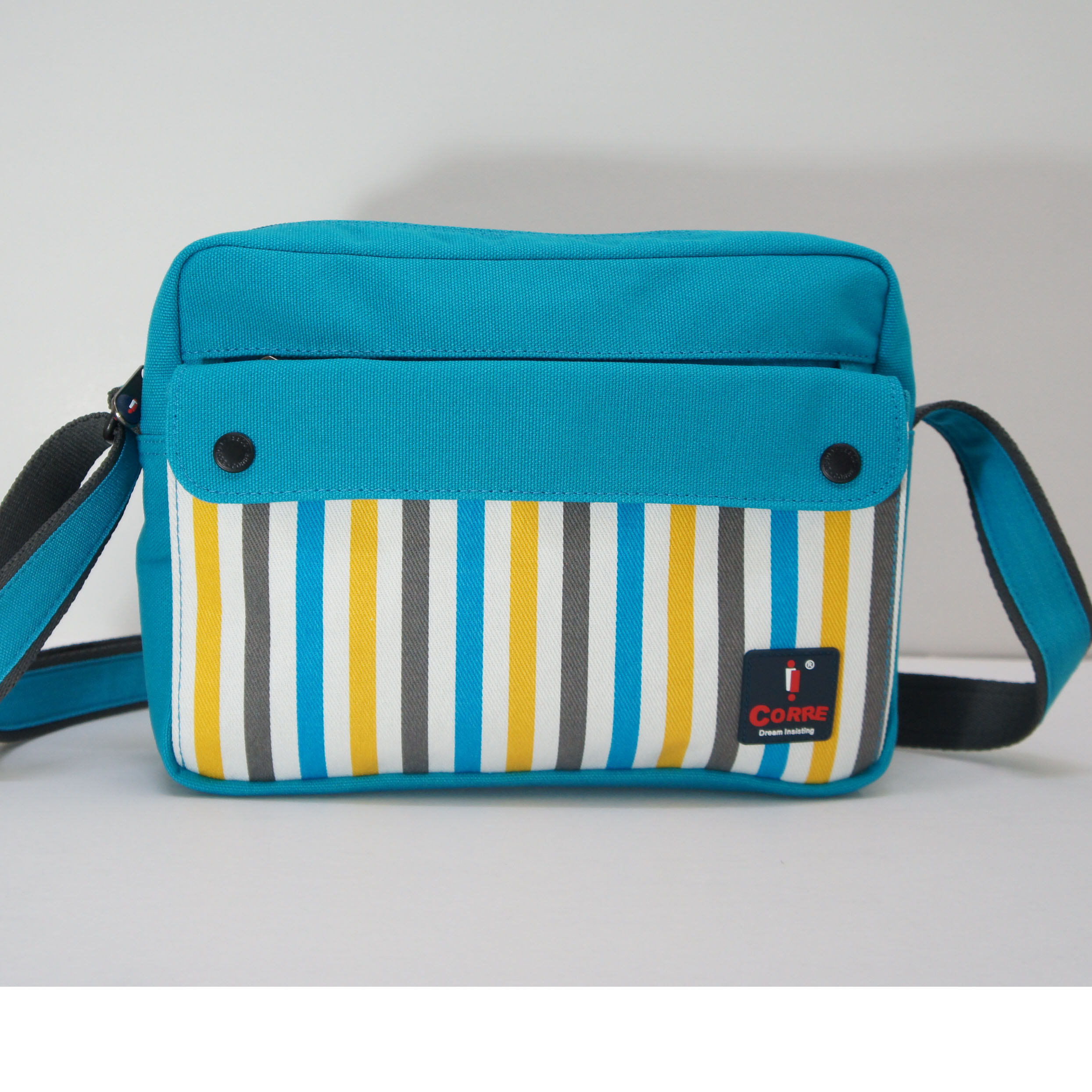 條紋帆布經典斜背包