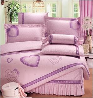 紫花邊大愛心-粉紫 被套