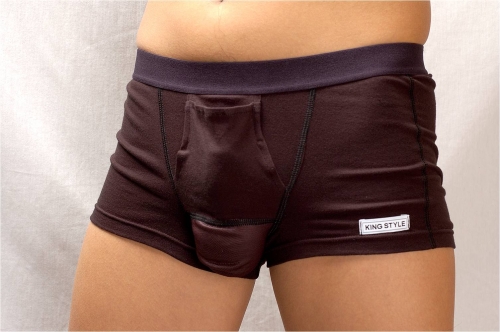 美國棉男袋四角內褲-黑