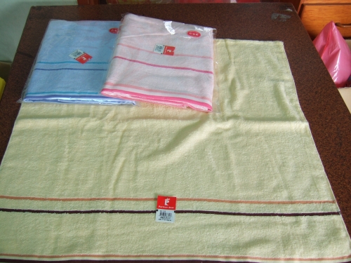 雙色緞紋浴巾-粉