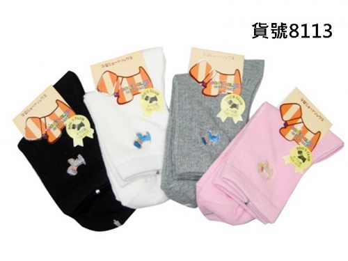 精疏棉刺繡童襪