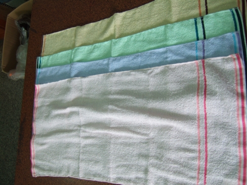 毛巾三條色紗-藍