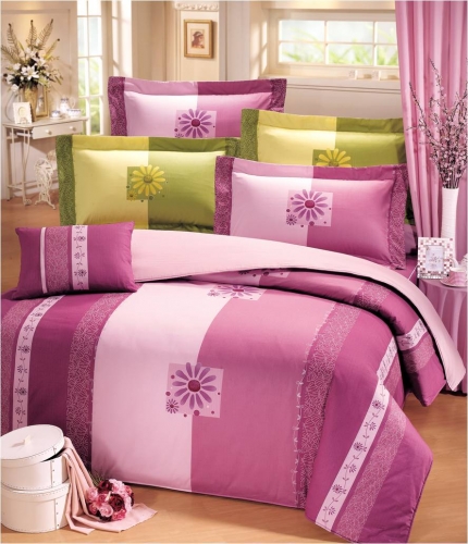 漸層樹葉花邊紫花-粉紫 抱枕