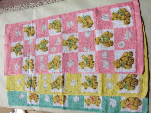 滿版五隻熊毛巾-黃