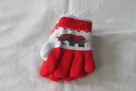 針織毛線手套-紅色