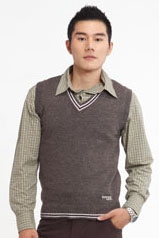 長效型發熱 安哥拉超保暖針織背心(男)-棕