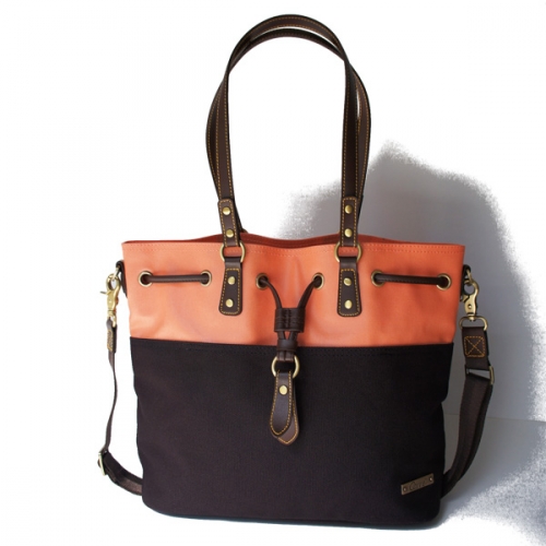 帆布皮革水桶包