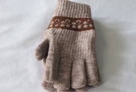 針織毛線手套-可可