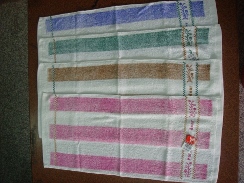 毛巾寬條花草緞條-土黃