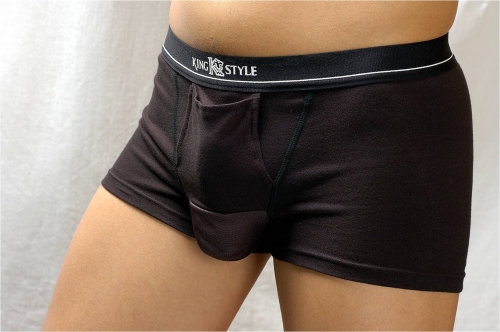 美國棉男袋四角內褲-黑