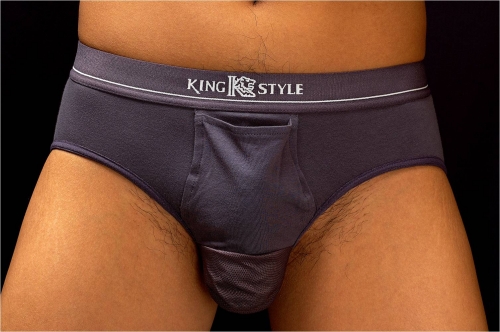 美國棉男袋三角內褲-灰