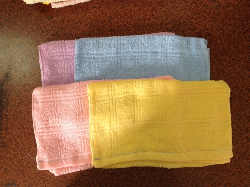 素面格紋毛巾-紫