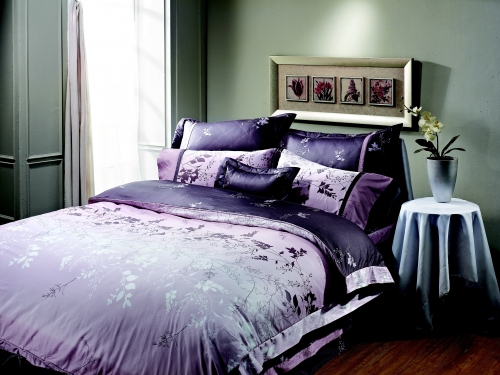 花圖騰薄抱枕-淺紫