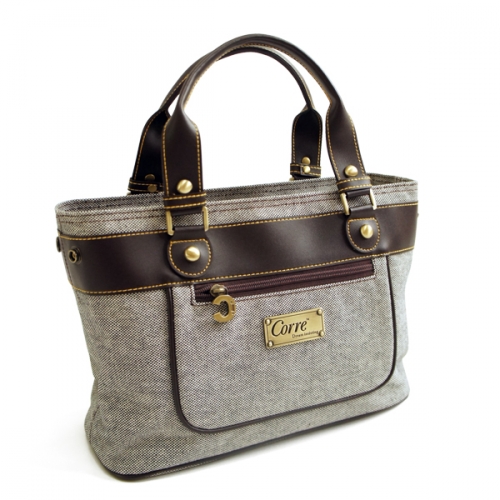 亞麻拼接手拿包