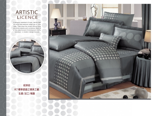 圓點厚枕套-深藍