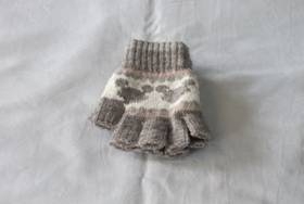 針織童半指手套-灰色