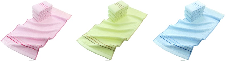 三緞條毛巾-黃圖片