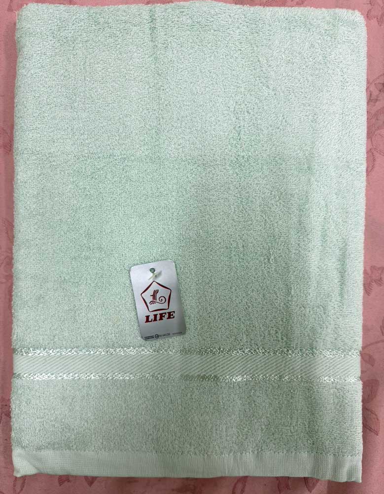 晶亮素色緞條浴巾