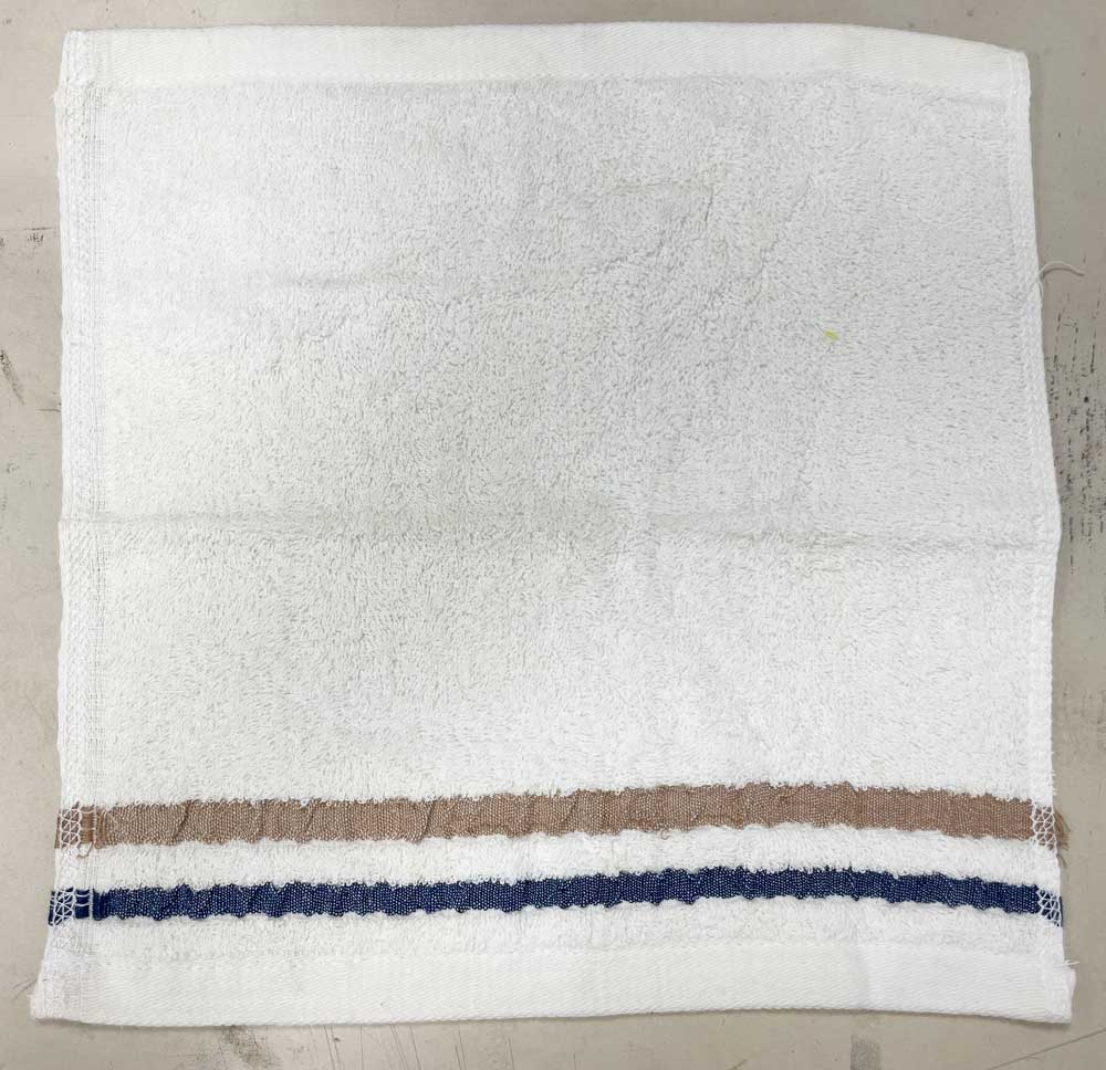 藍棕緞條泡泡方巾