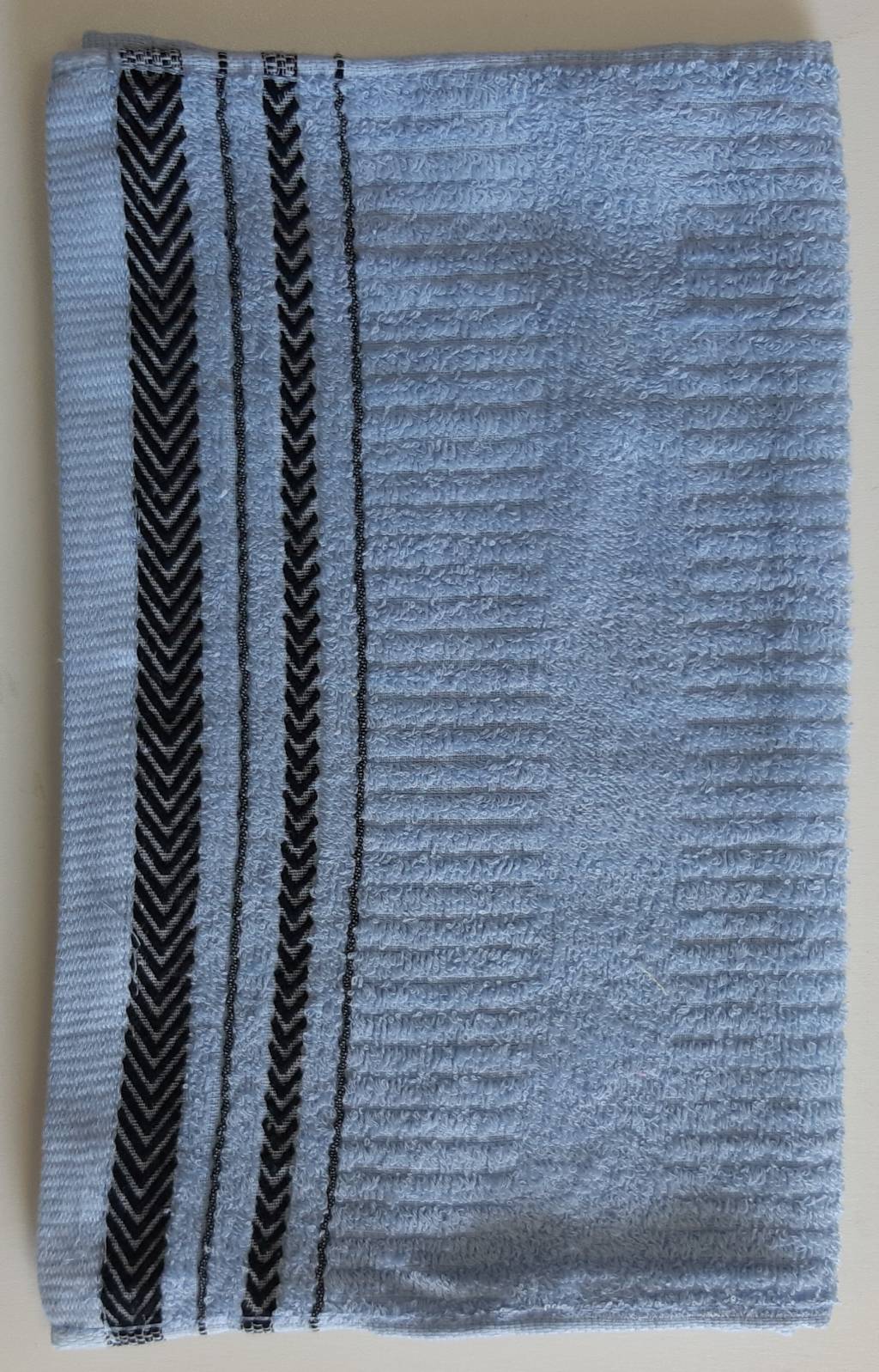 彩條緞檔毛巾-藍色