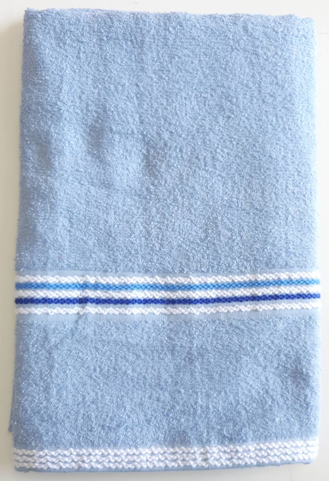 彩條緞檔浴巾-藍色