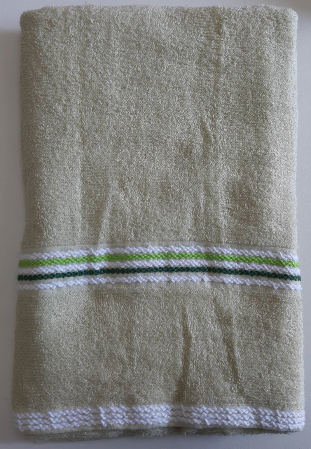 彩條緞檔浴巾-綠色