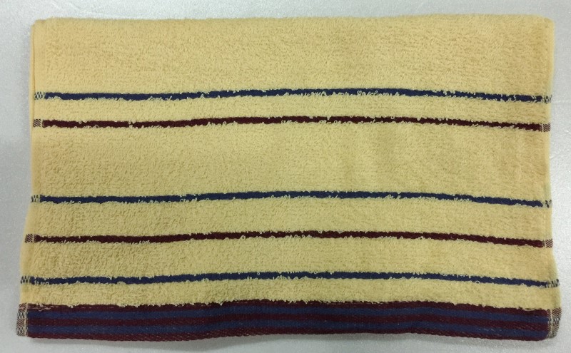 彩條緞檔毛巾-黃色