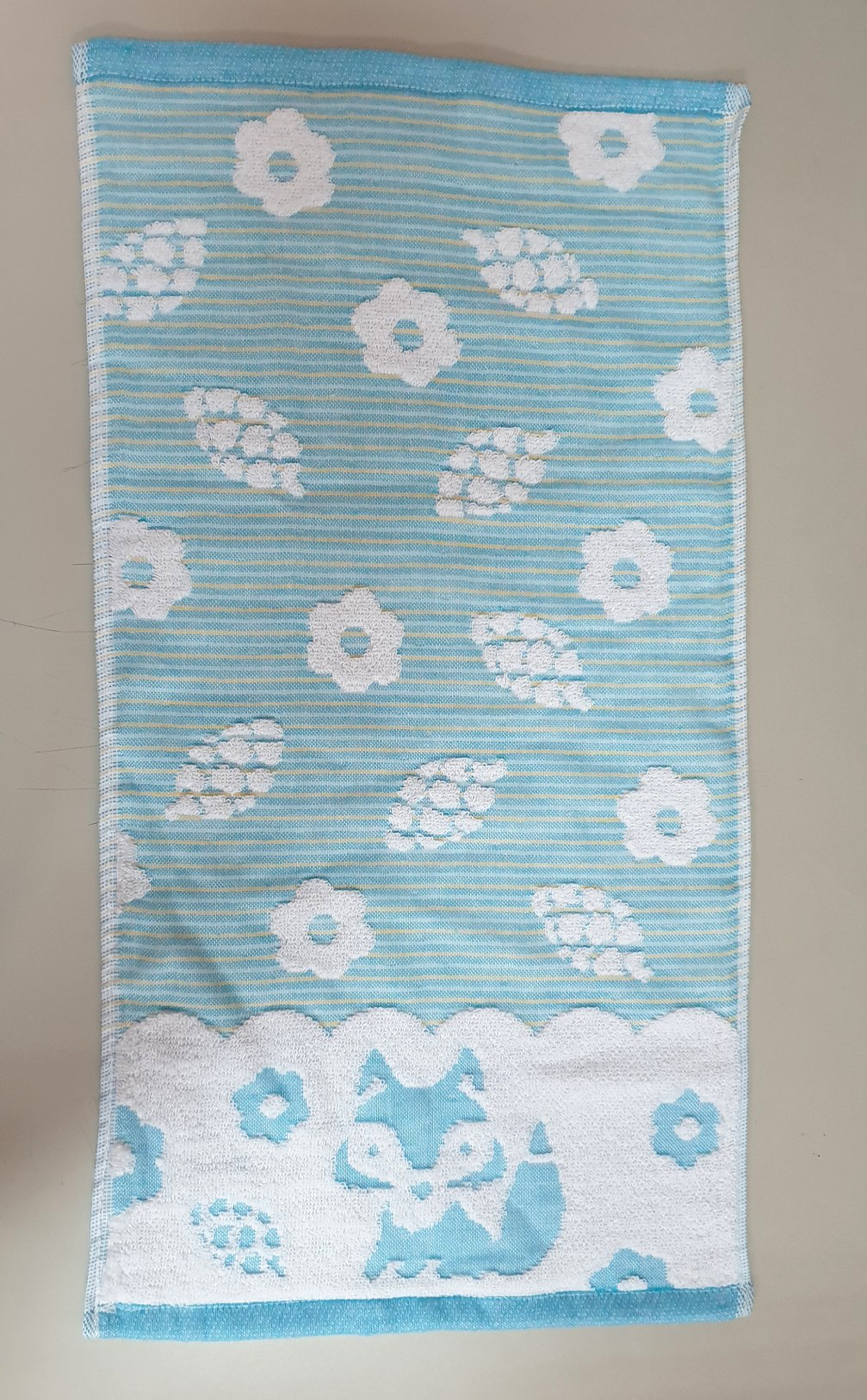 小狐狸紗布提花童巾(綠色)