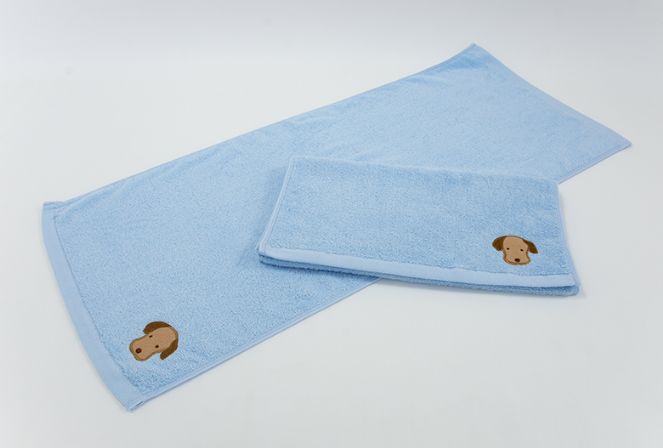素色繡動物毛巾