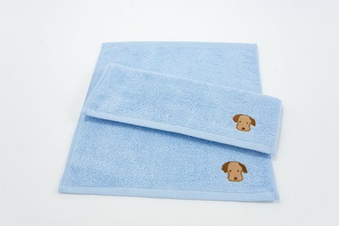 素色繡動物方巾