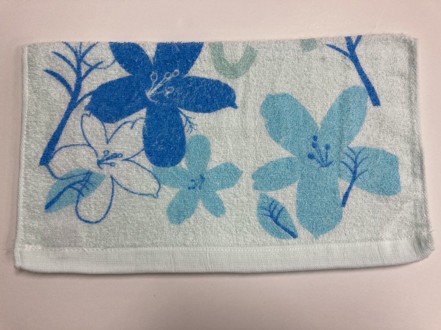 424(油桐花)藍色毛巾