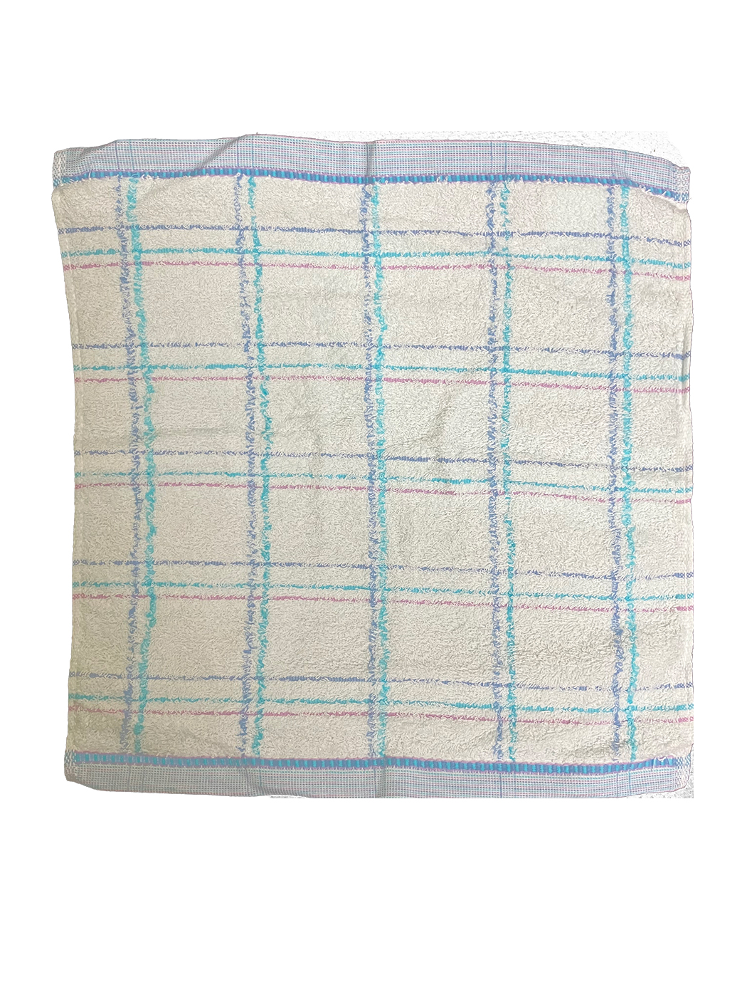 高級彩格緞條方巾