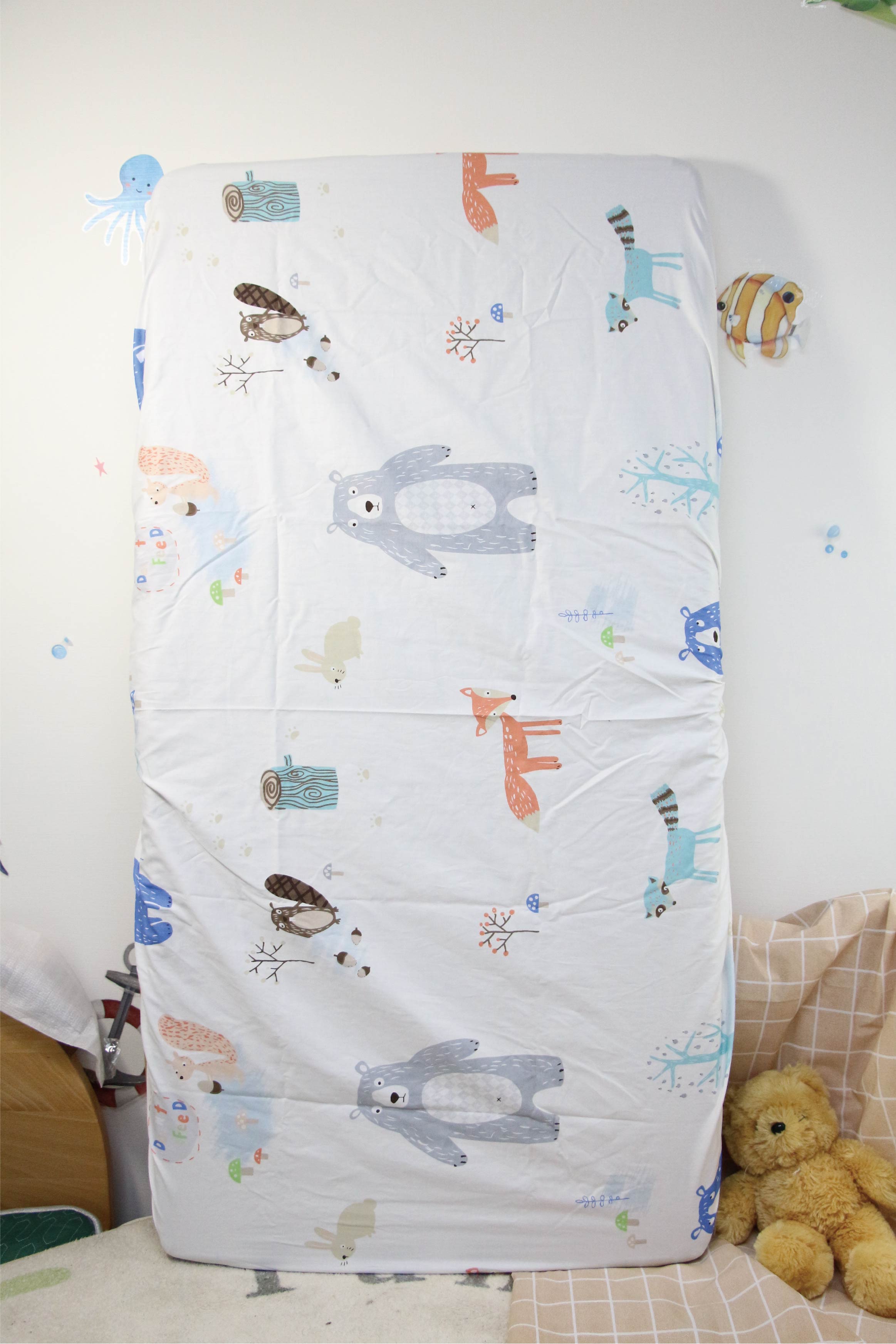 熊與松鼠純棉床包