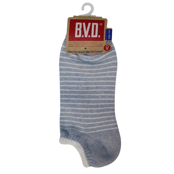 BVD條紋毛巾底女踝襪