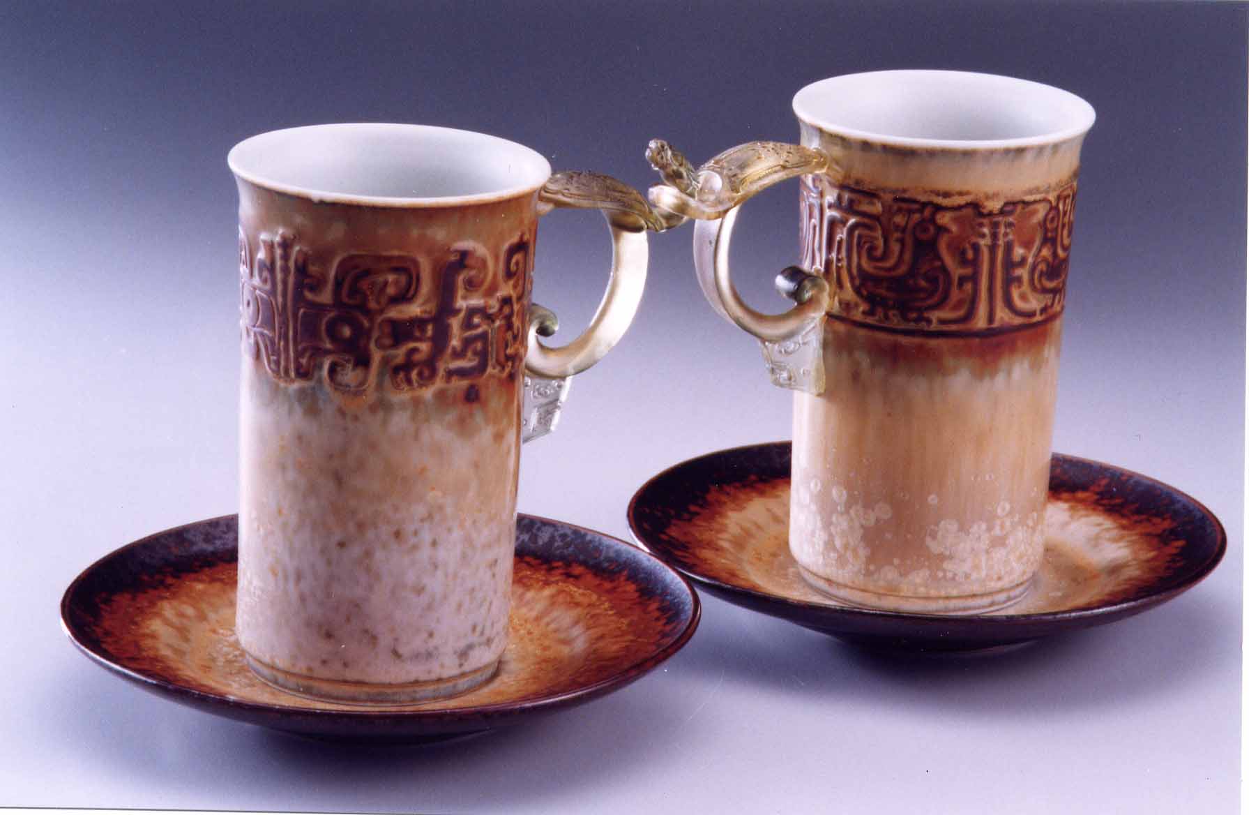 茶末龍鳳合歡對杯