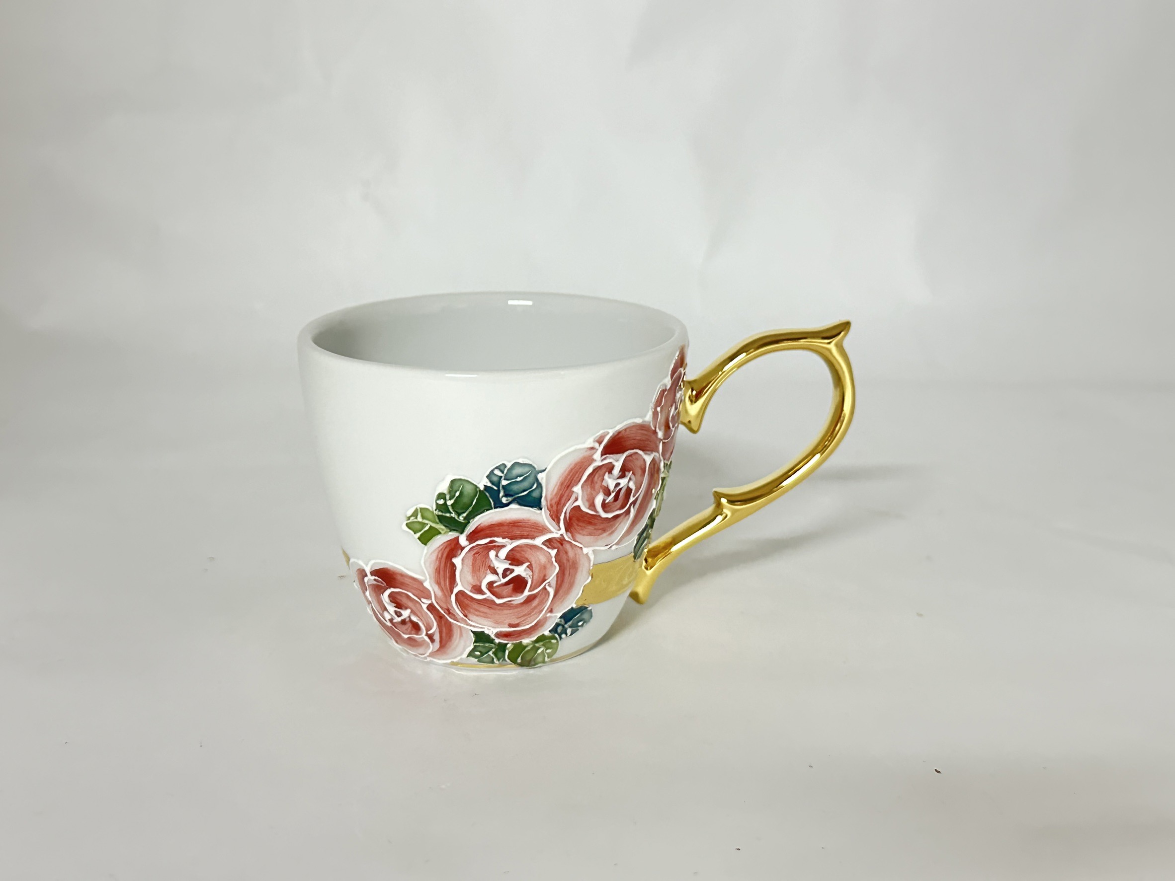 龍耳咖啡杯-局部鎏金玫瑰