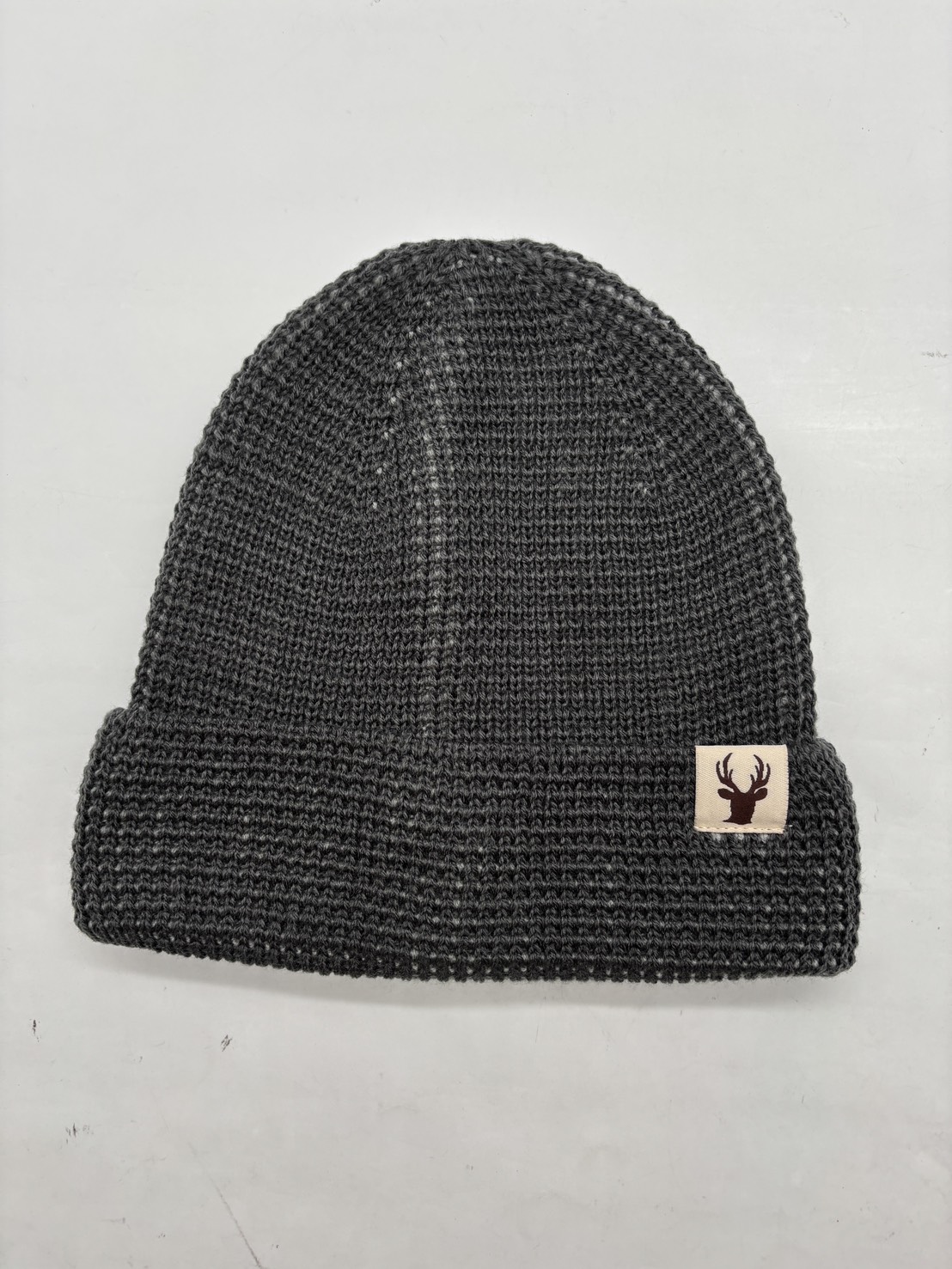 CB麋鹿織標雙色針織反摺帽-深灰