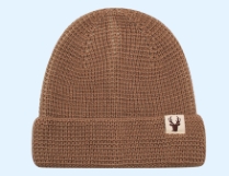 CB麋鹿織標雙色針織反摺帽-棕