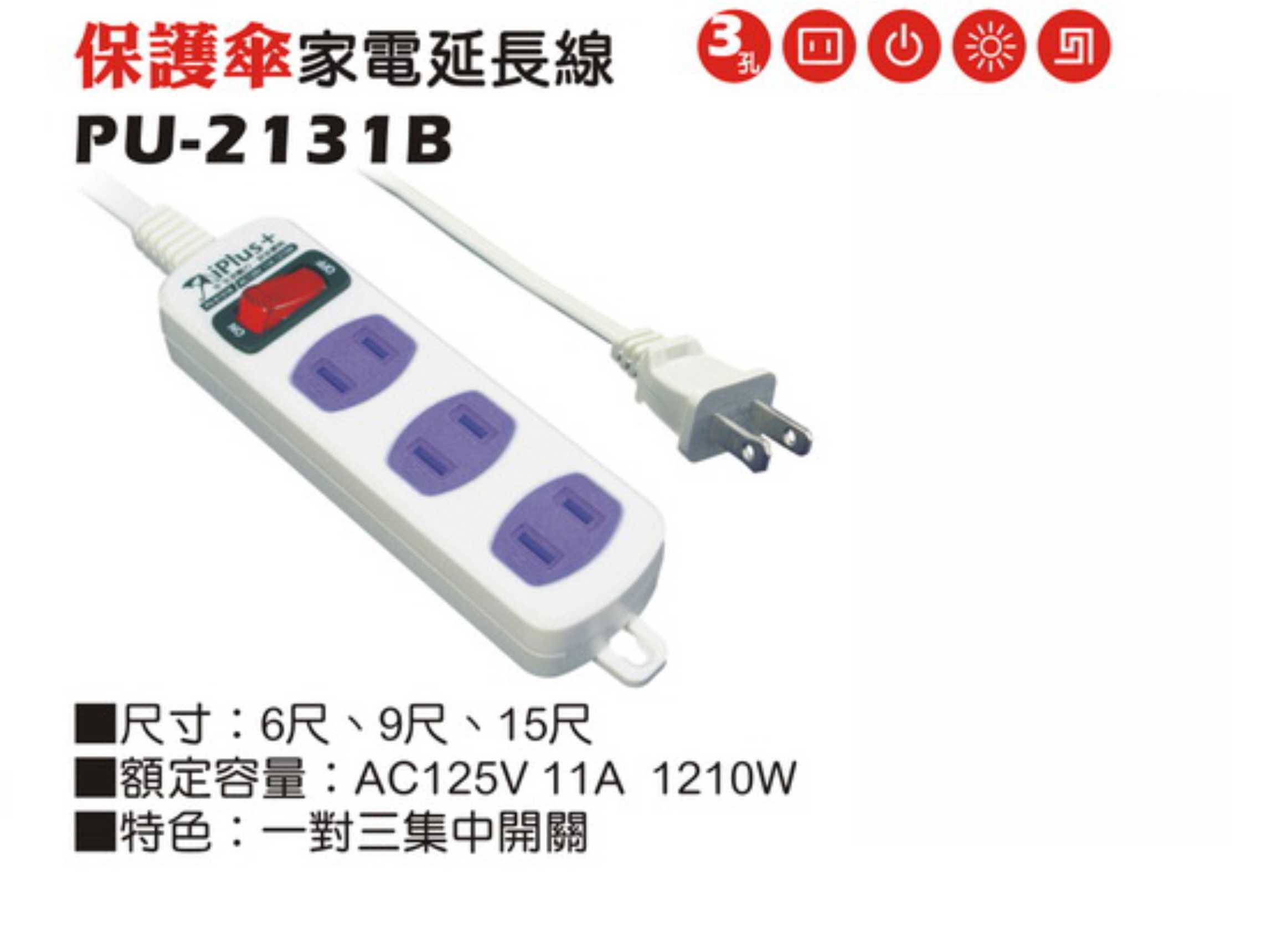 2極 125V 轉接電源線組