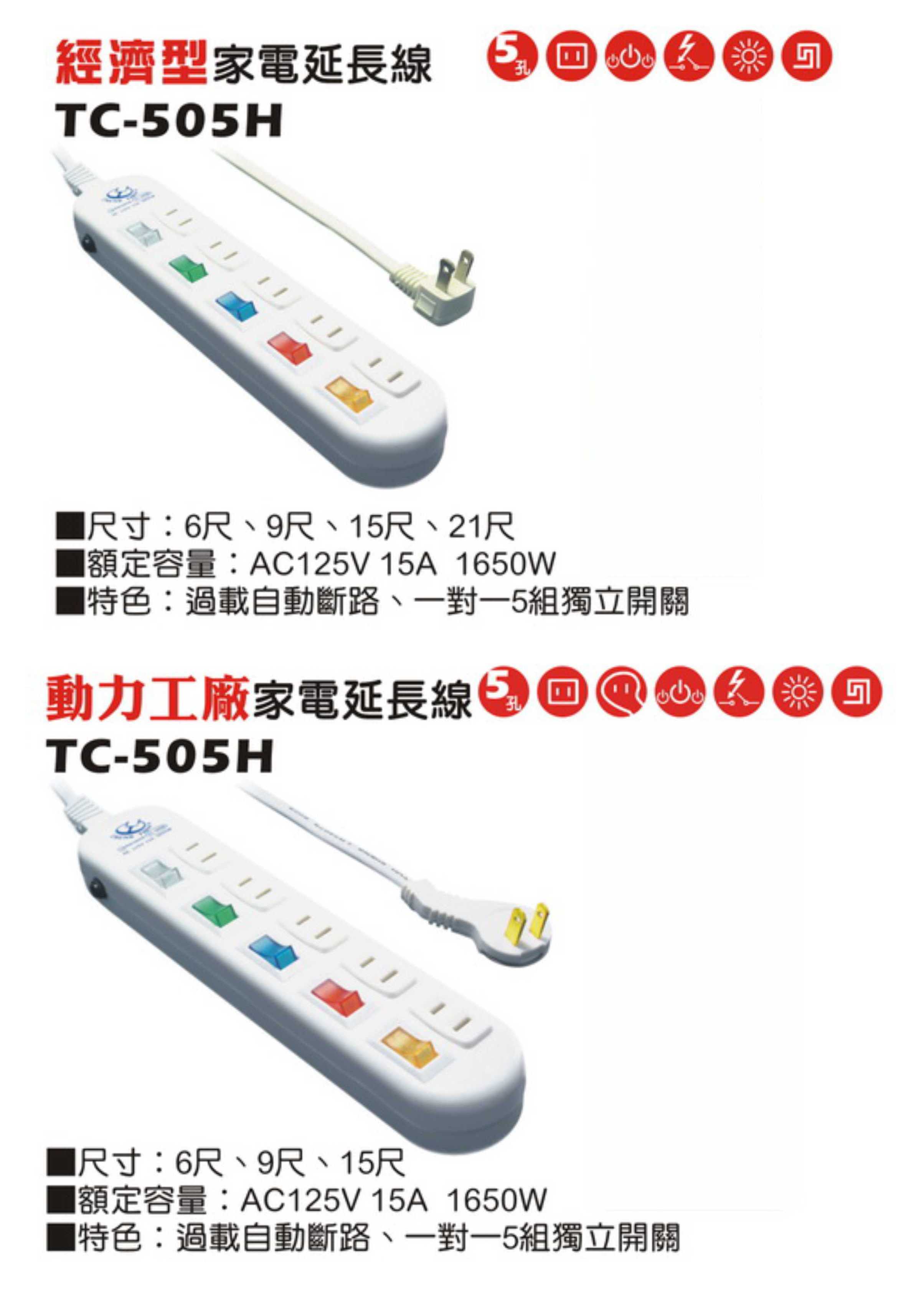 2極 125V 轉接電源線組