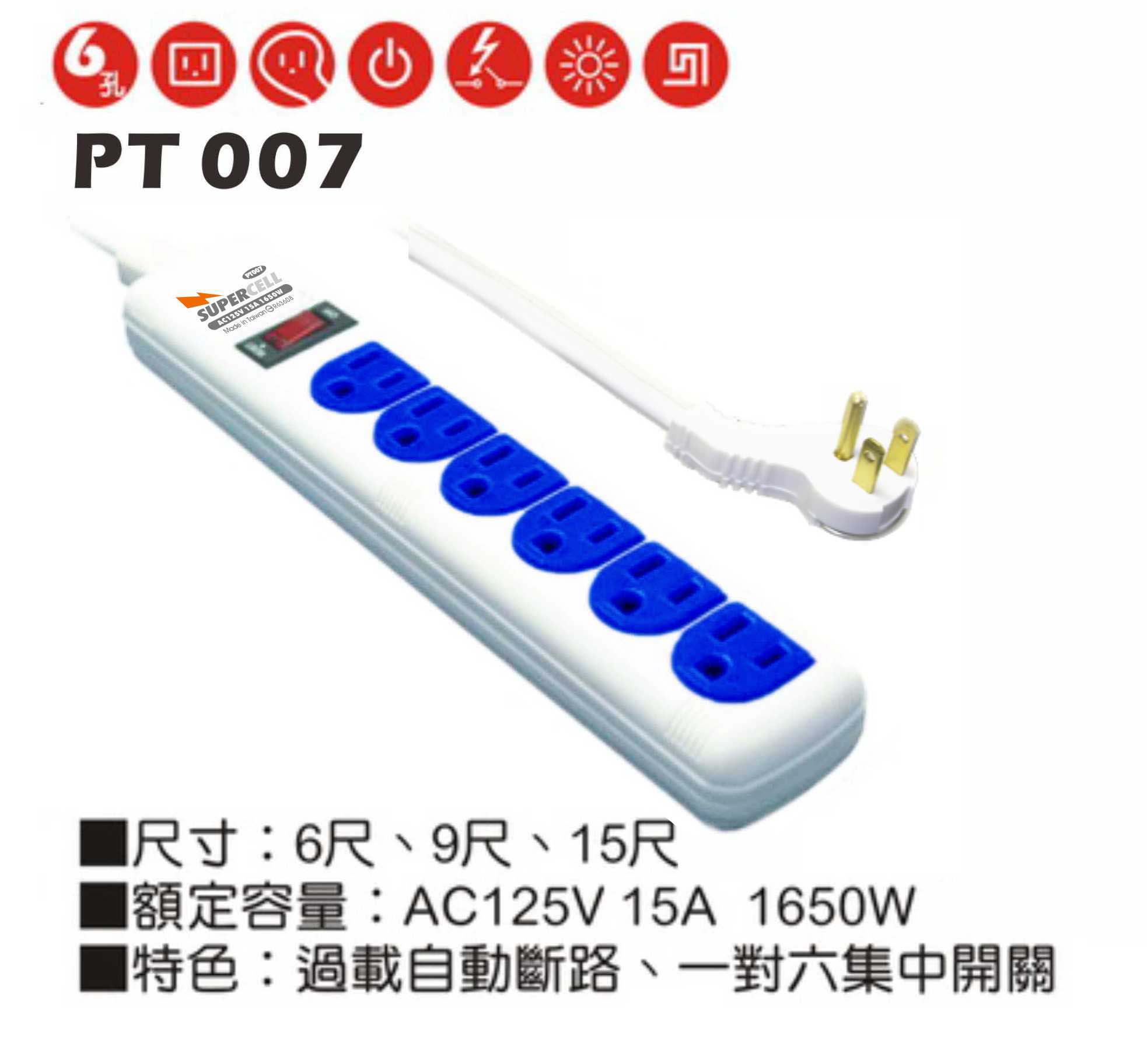 2極接地型125V轉接電源線組