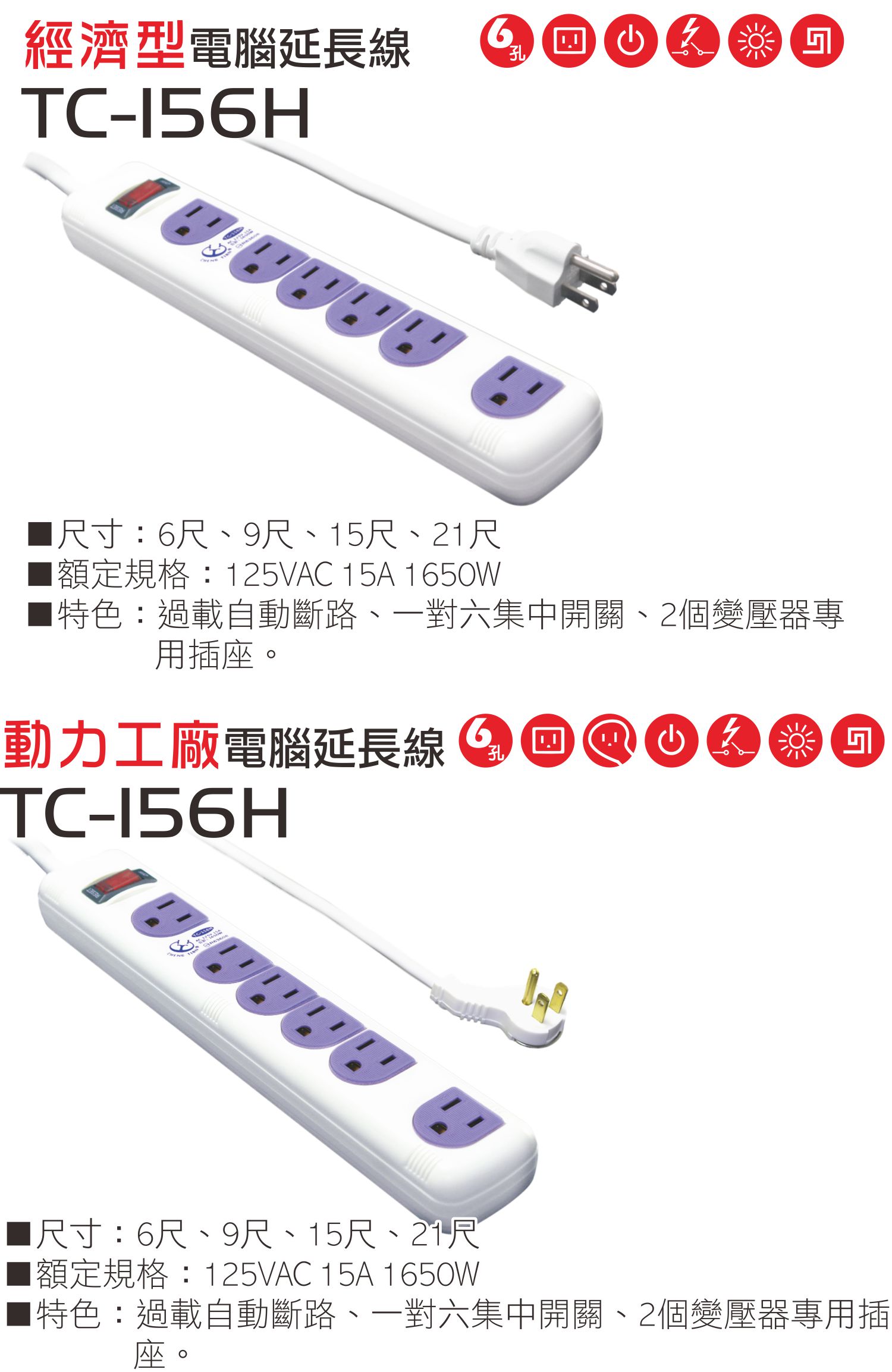 2極接地型125V轉接電源線組