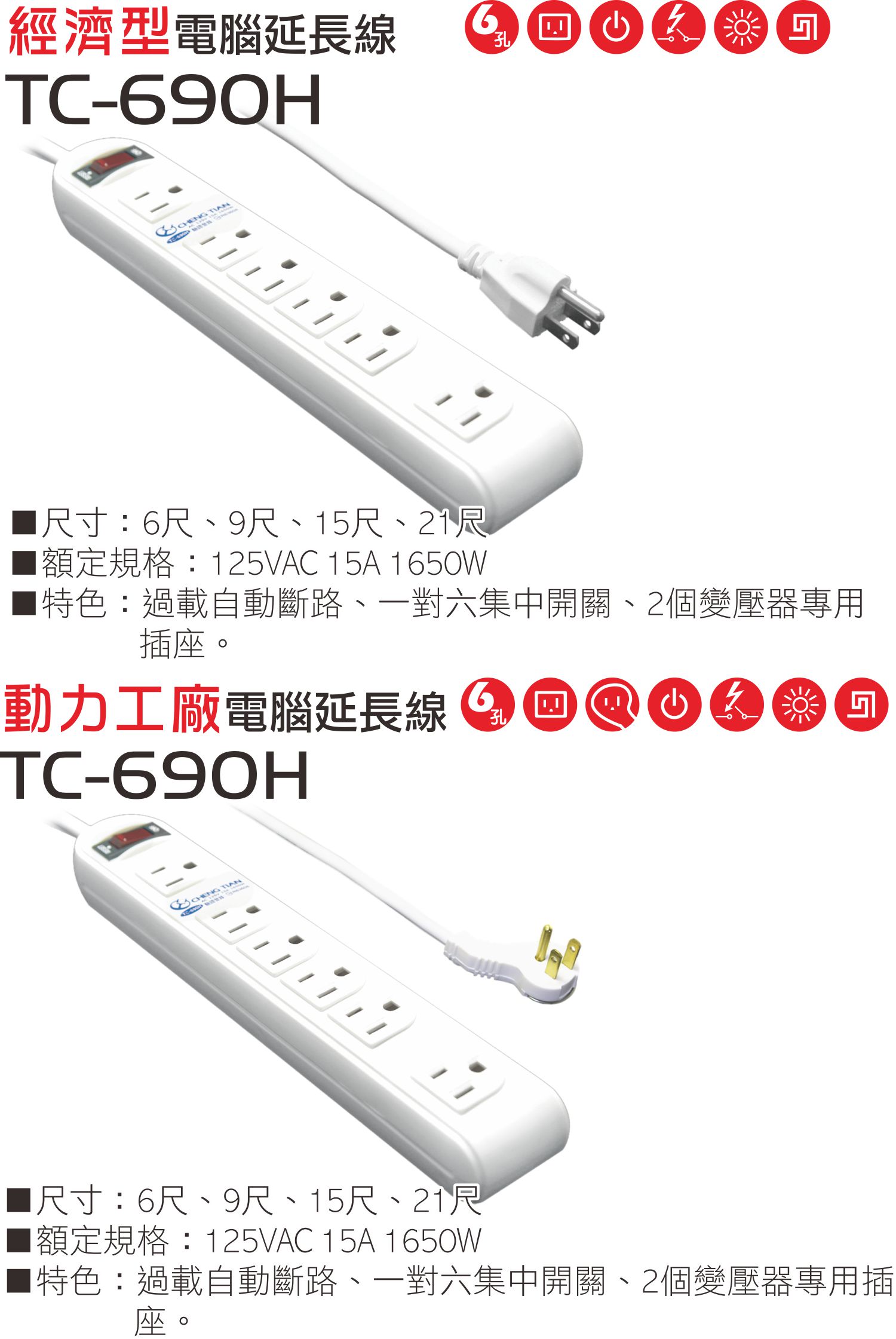 2極接地型125V轉接電源線組