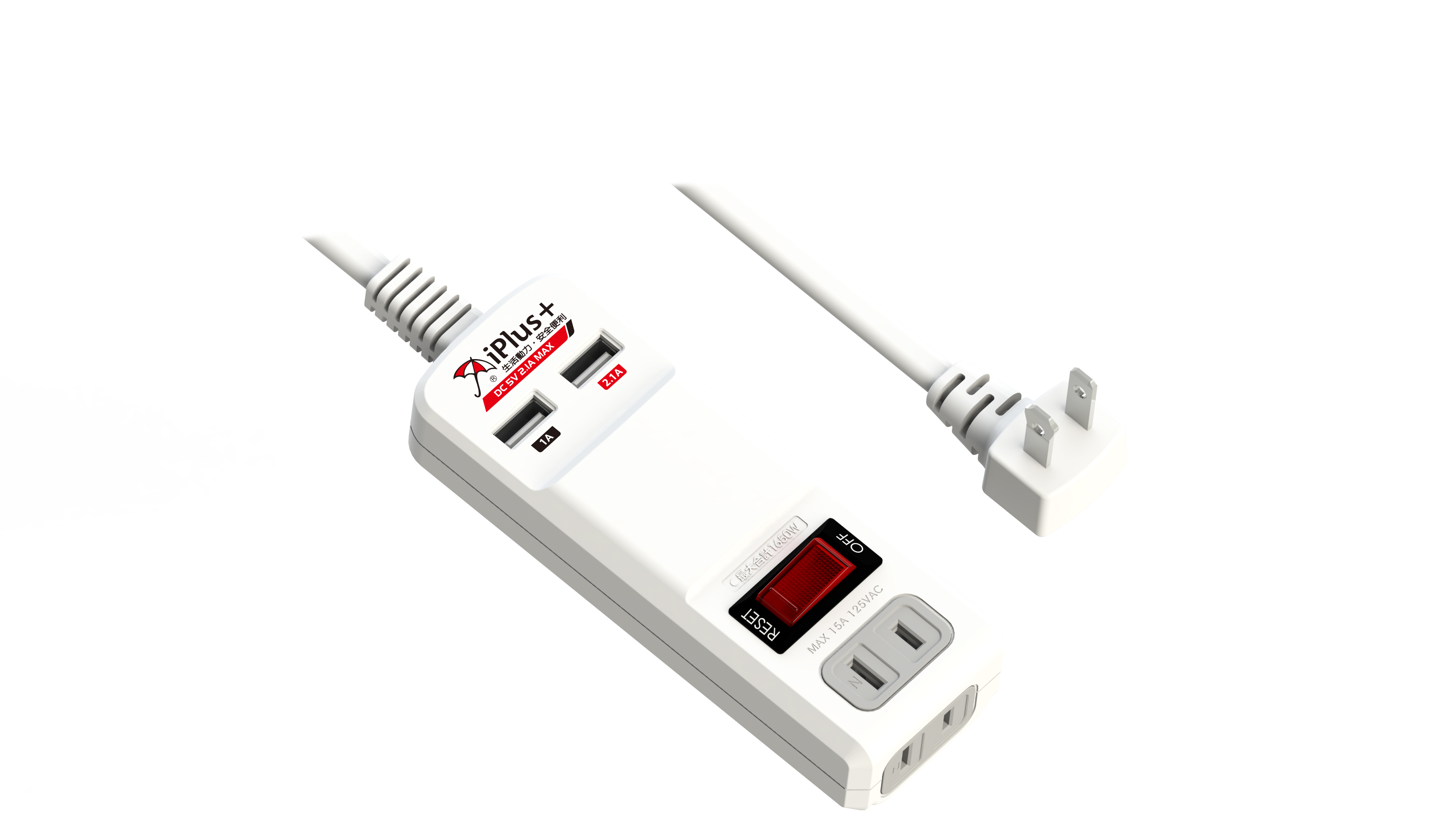 延長用電源線組(附加USB充電座)