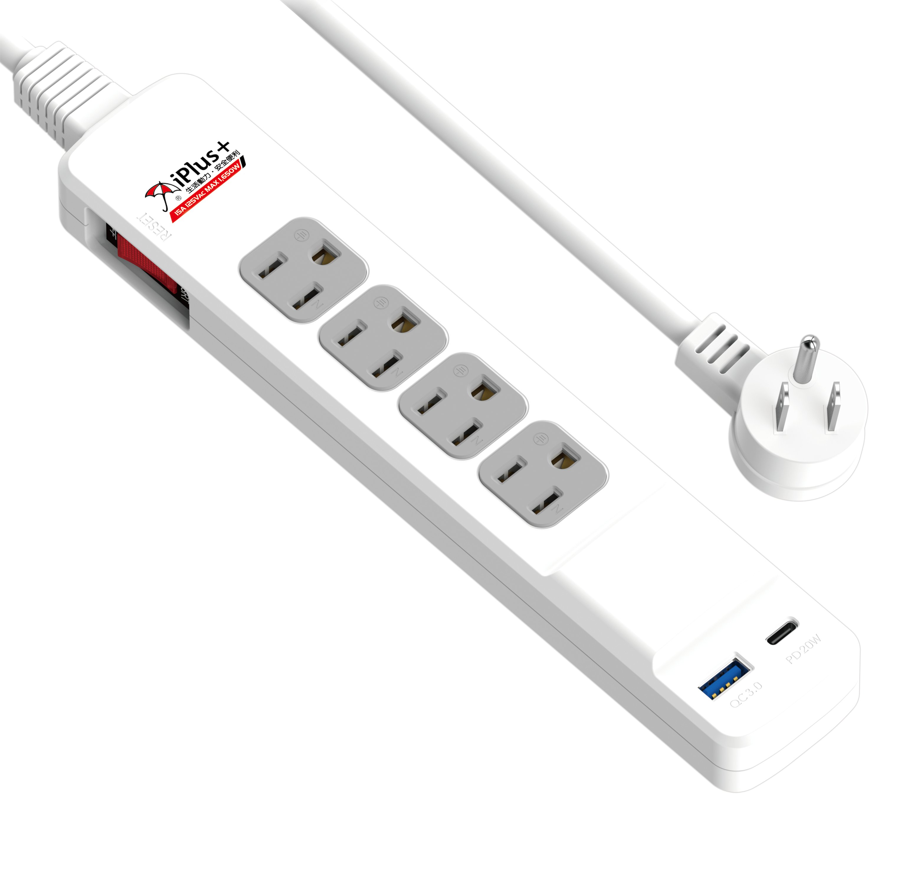 1切4座20W智慧快充延長線