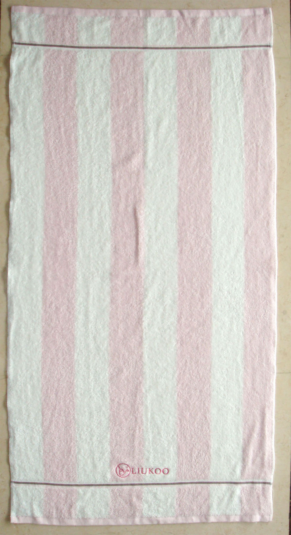 煙斗大彩條浴巾(粉)